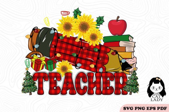 Plaid Pencil Teacher Christmas Graphics for Crafts