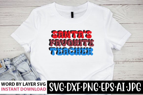 Santas Favorite Teacher Retro SVG: Graphics for Crafts